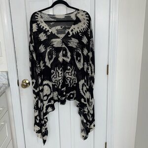 All Saints Black and Cream Long Sleeve Top